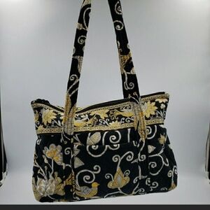 Vera Bradley Yellow Bird Pattern Betsy Quilted Cotton Shoulder Bag
